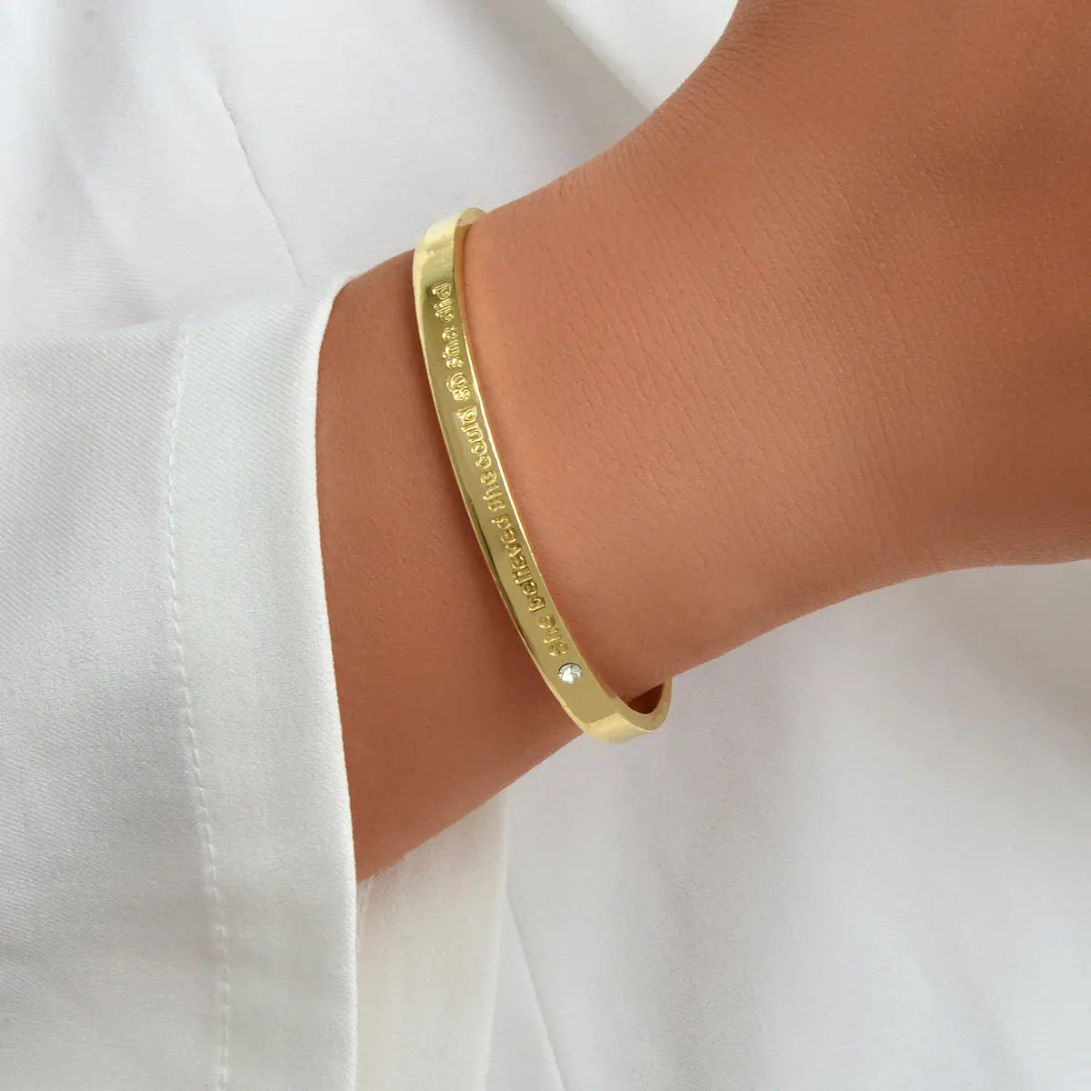 Believed Letter Decoration Gold Silver Plated Open Cuff Bangle Wrist Jewellery Feelontop Jewellery