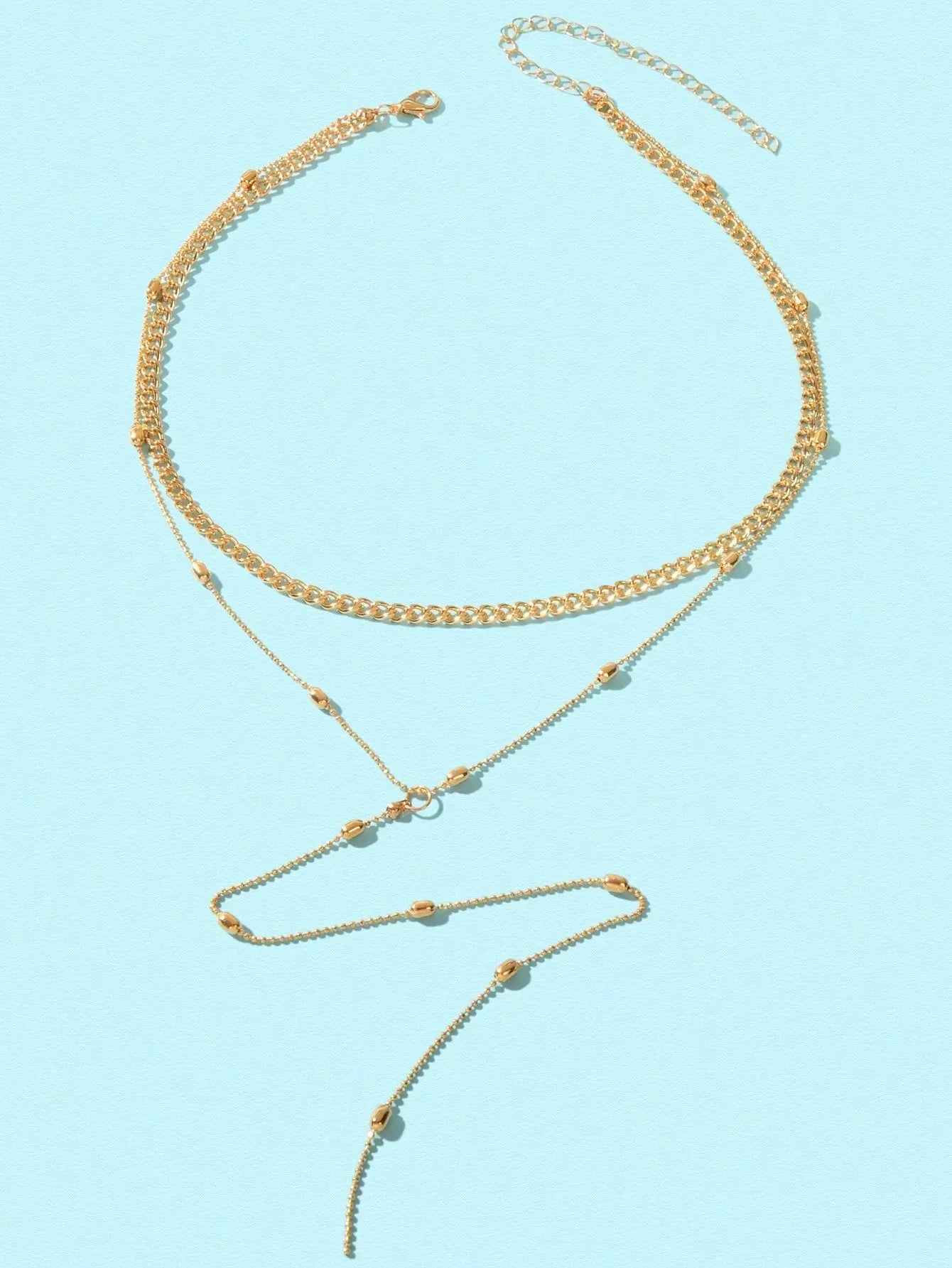 Golden Fringe Necklace with Long Gold Chain Glamorous Accent for Any Ensemble Feelontop Jewellery