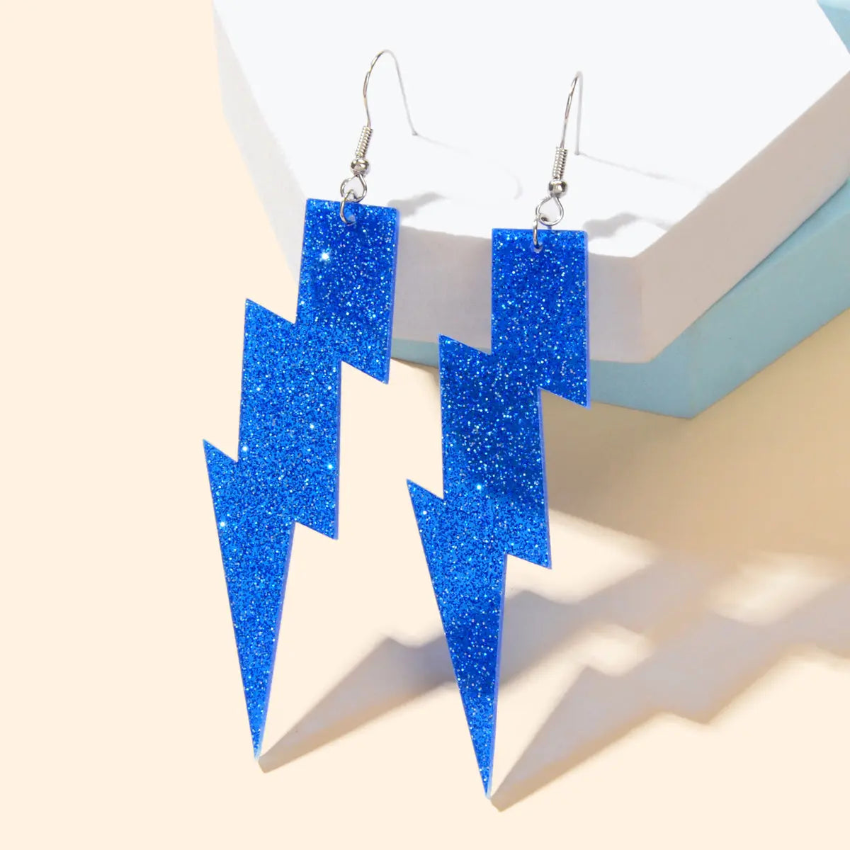 Sparkling Retro Party Acrylic Exaggerated Women Lightning Bolt Dangle Earrings Feelontop Jewellery