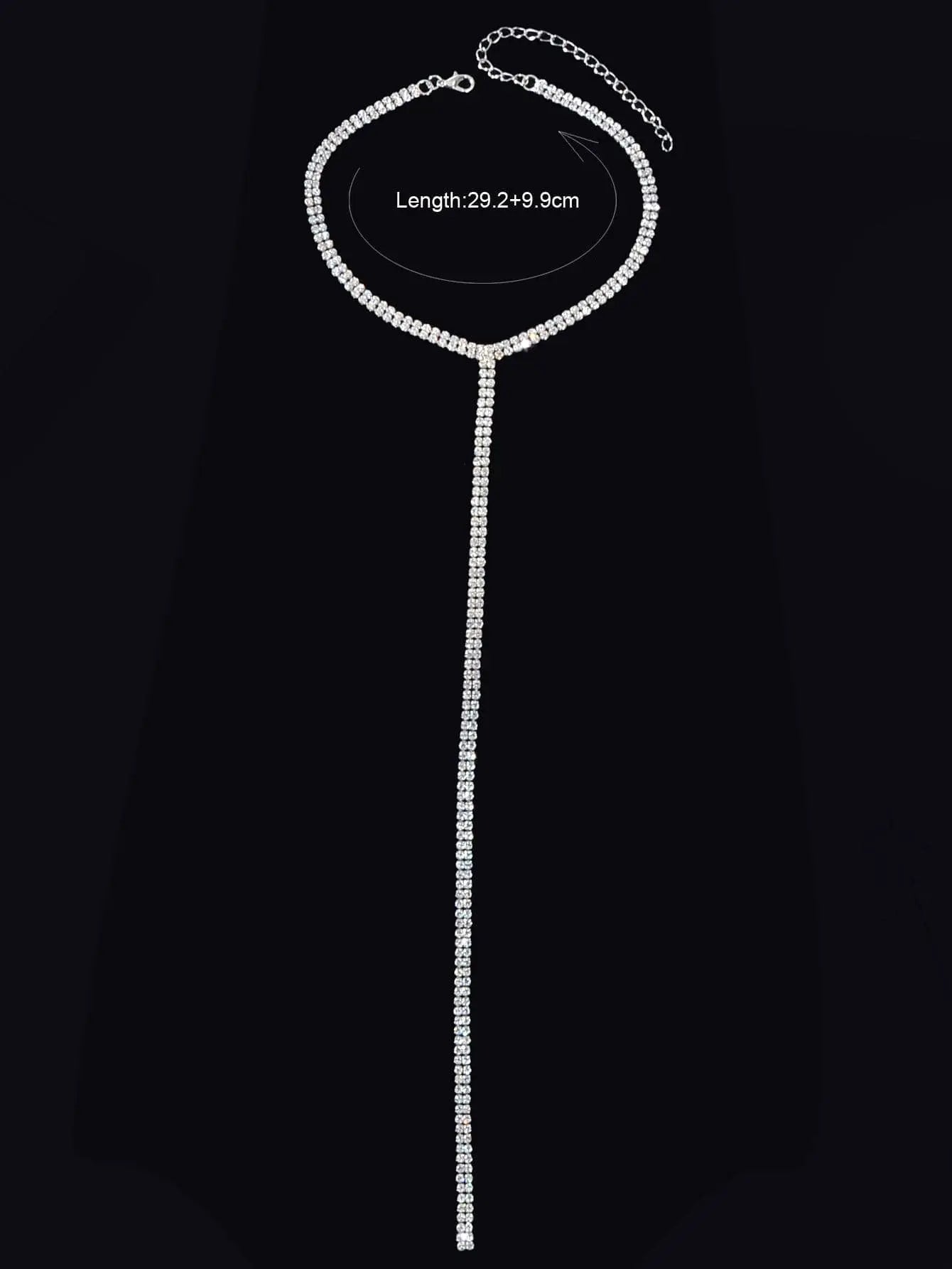 Silver Fringe Necklace with Full Diamond Embellishment Gift Feelontop Jewellery