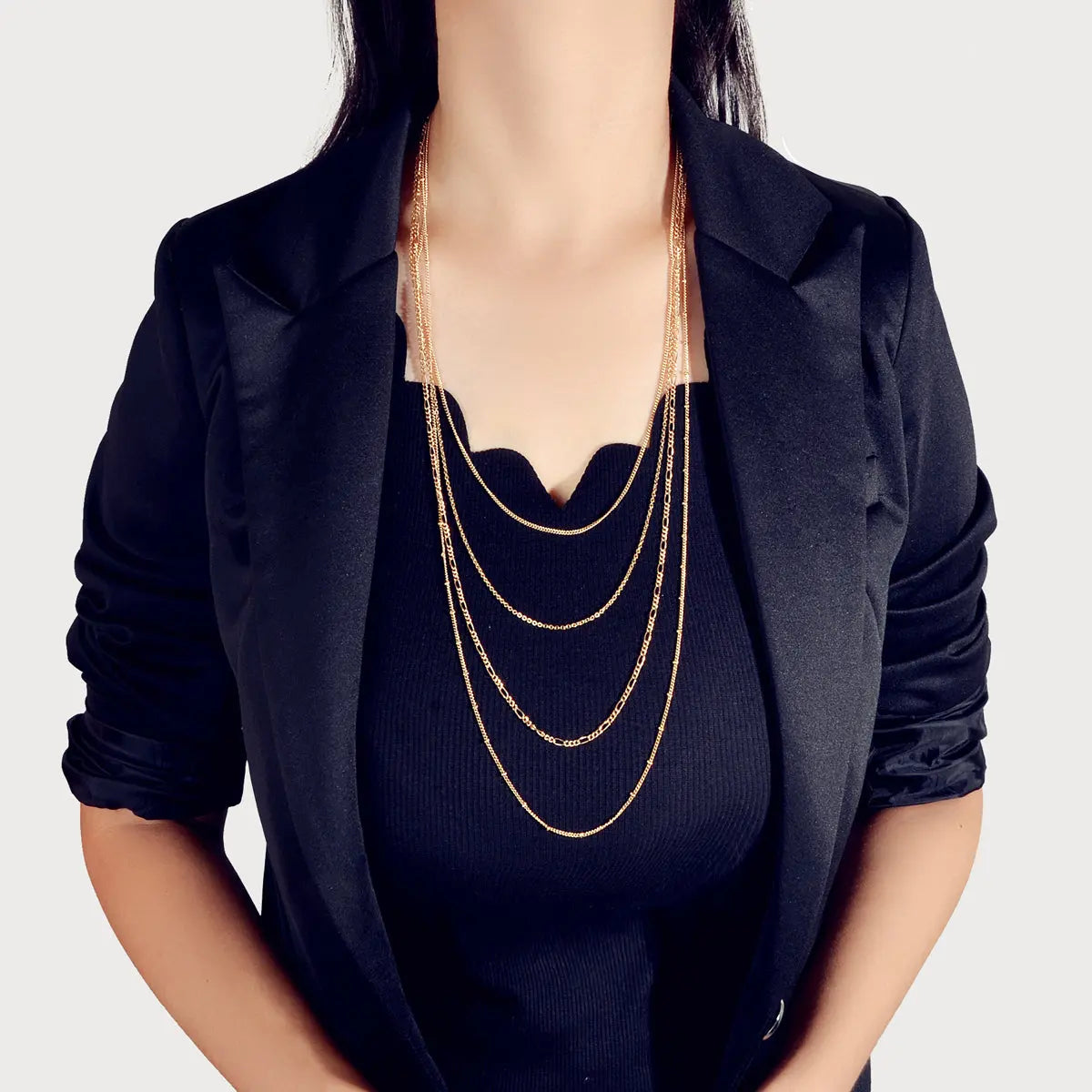 Gold Silver Long Tassel Multi-layer Chain Necklace Girls Cool Designer Jewellery Feelontop Jewellery