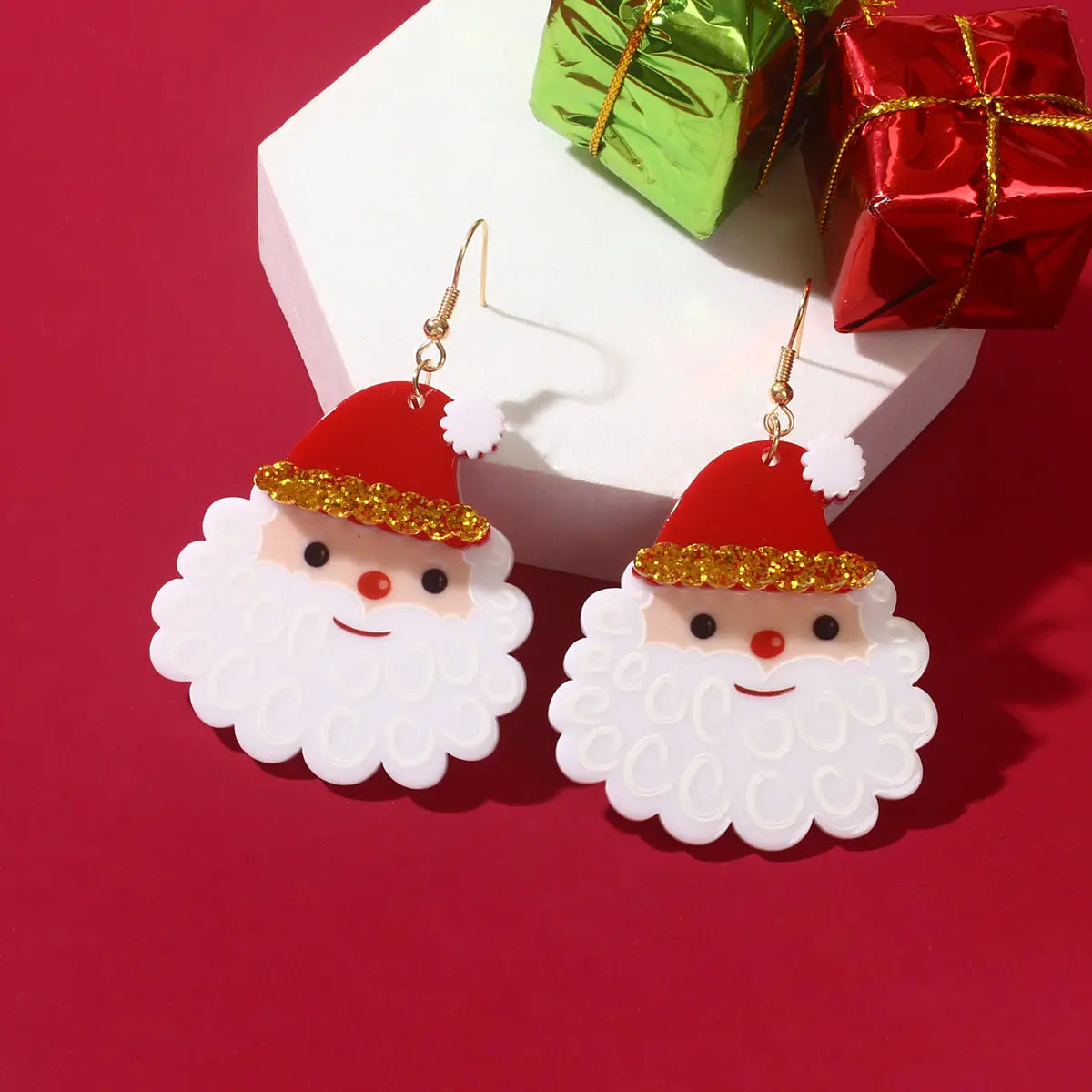 Christmas Festival Jewellery Acrylic Santa Claus Dangle Earrings Dainty Gifts Feelontop Jewellery