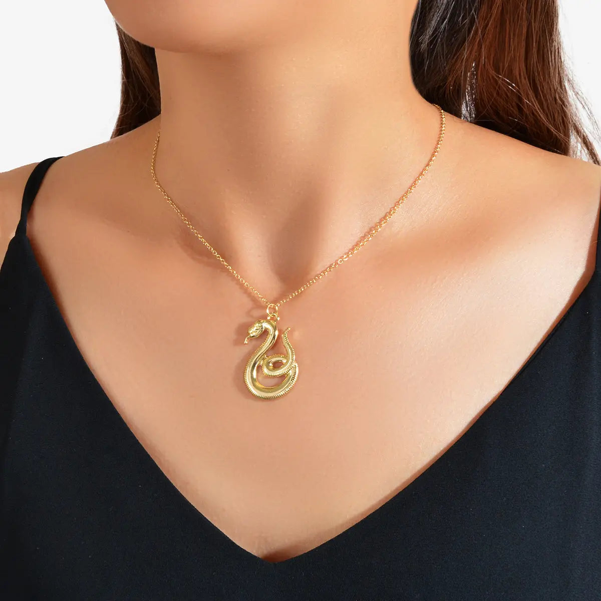 Hip Hop Punk Goth Gold Chain Snake Pendant Statement Necklace Ladies Jewellery Feelontop Jewellery