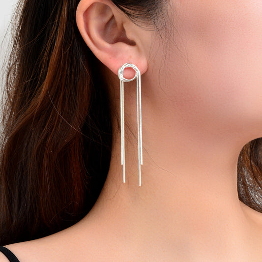 Elegant Chic Long Gold Chain Tassel Dangle Elements Minimalist Earrings Ear Line Feelontop Jewellery