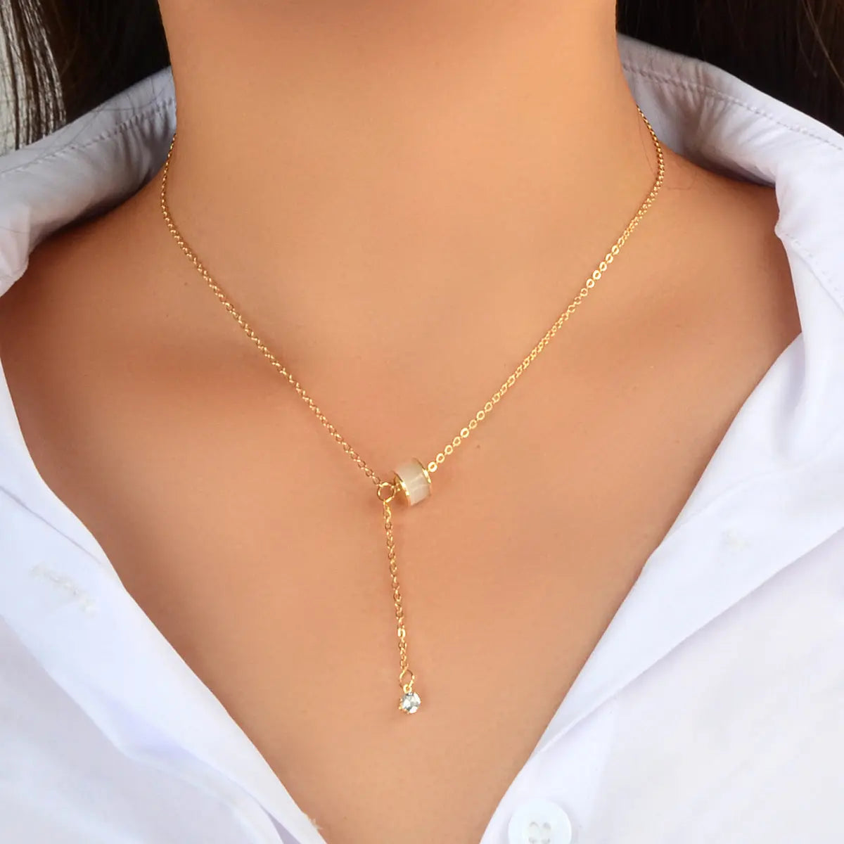Designer Jewellery Gold Tone Y Lariat Dainty Rhinestone Drop Charm Necklace Gift Feelontop Jewellery