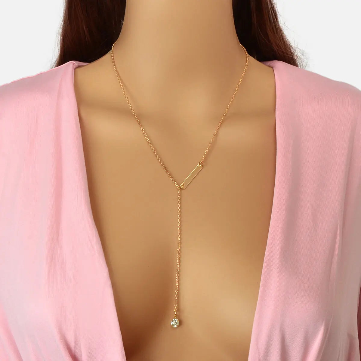 Feelontop Jewellery Silver Chain Rhinestone Fringe Y Necklace Women Accessories Feelontop Jewellery