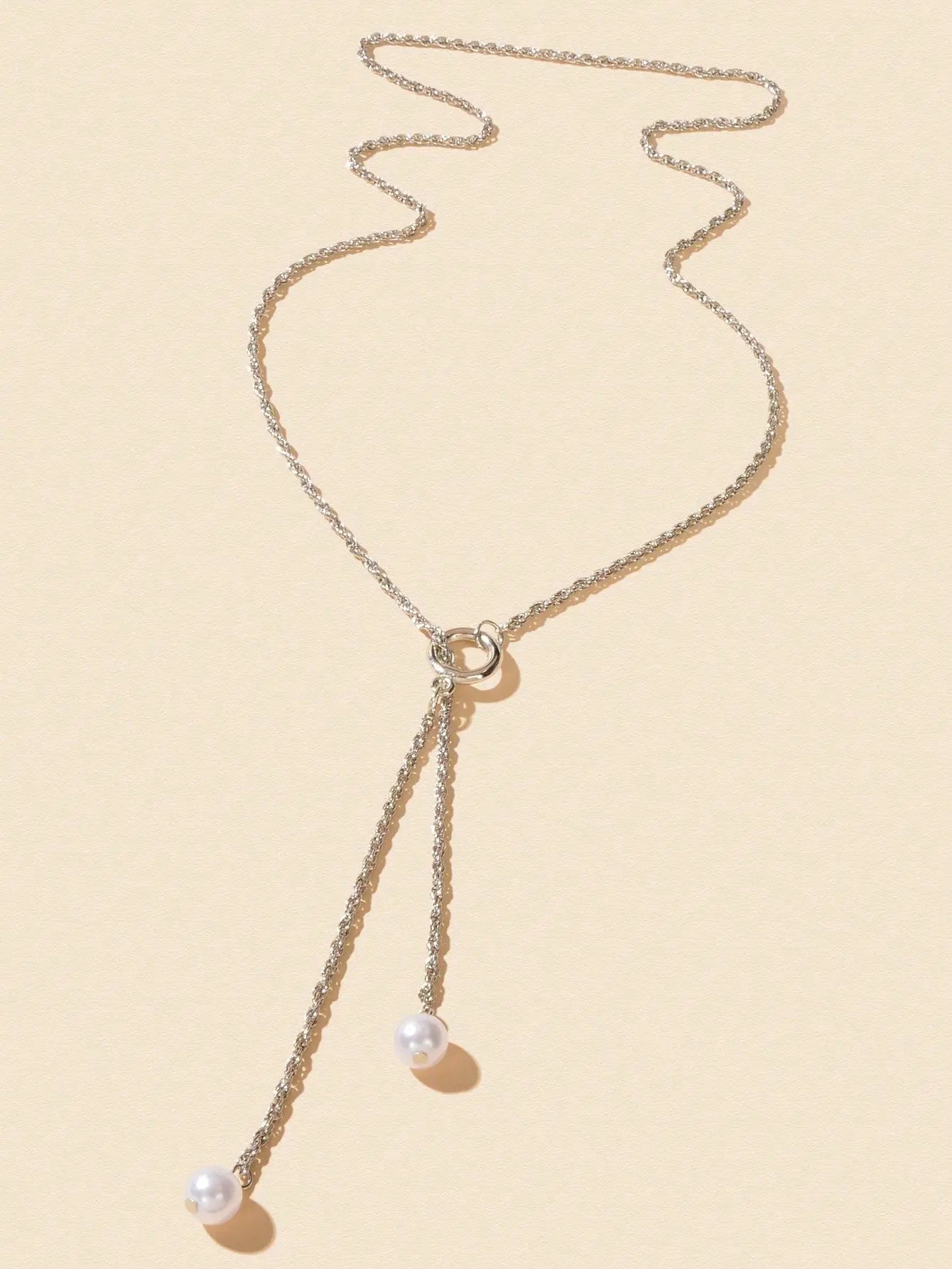 Pearl Pendant Lariat Long Necklace Elegant Versatile Jewelry Feelontop Jewellery