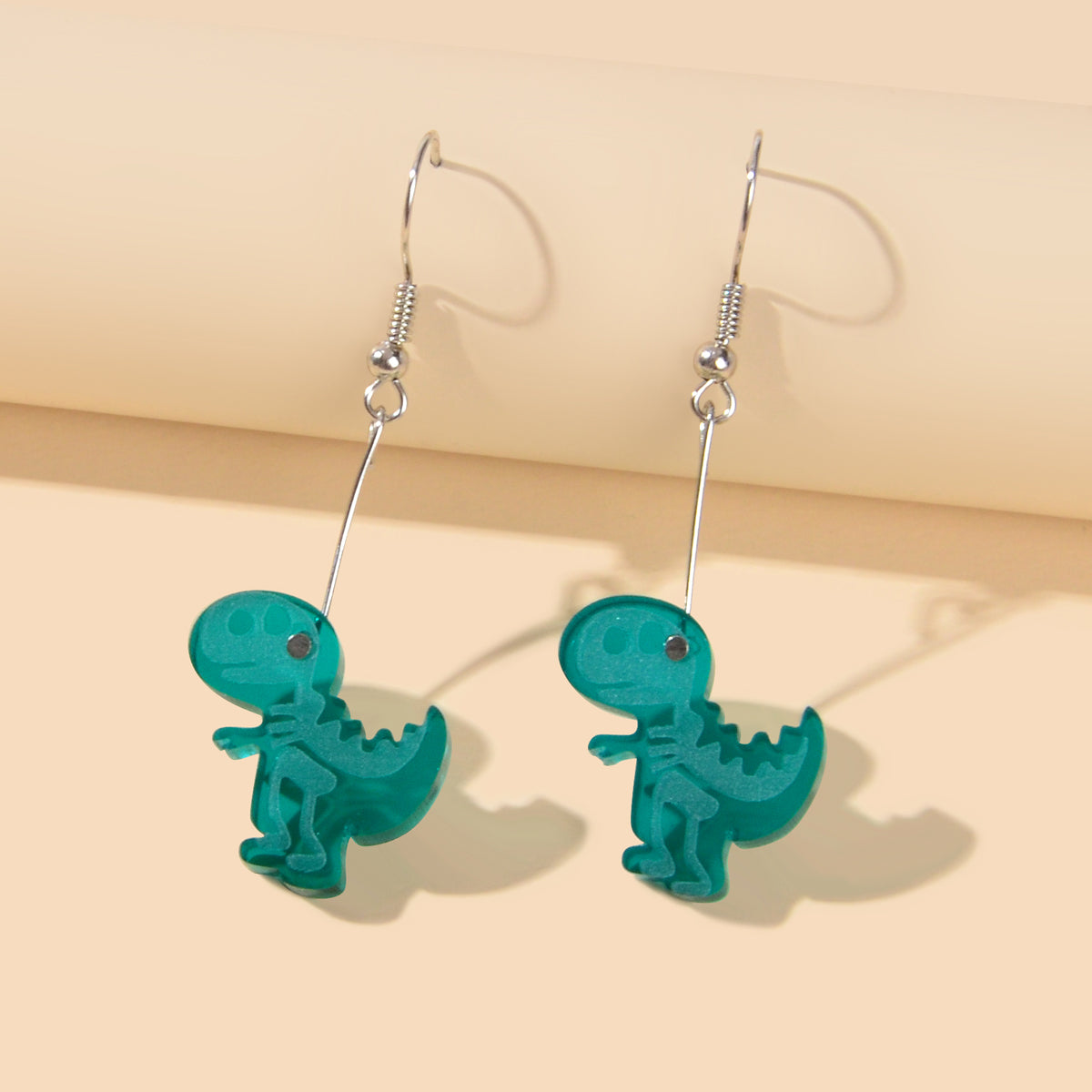 Lovely Cartoon Jewellery Green Resin Dinosaur Dangle Pendant Earrings for Women Feelontop Jewellery