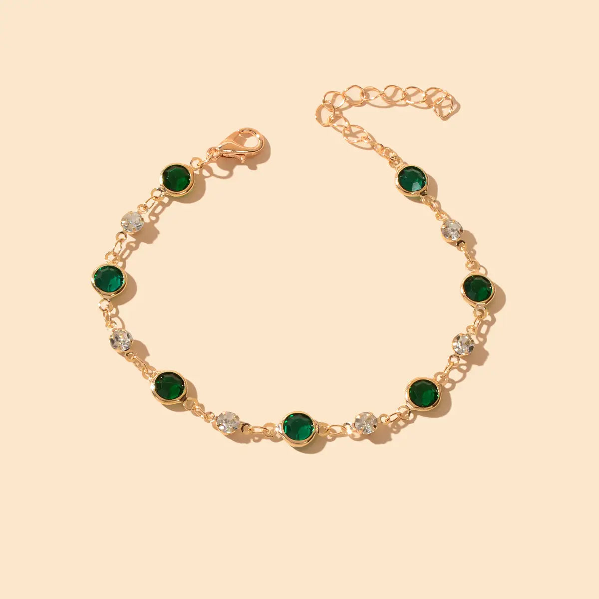 Green Transparent Rhinestone Bracelet Girls Party Jewelry Luxurious Accessories Feelontop Jewellery