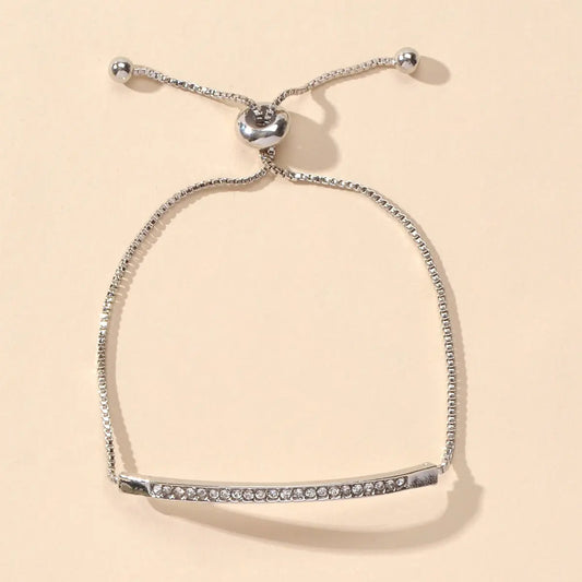 Ladies Jewellery Rhinestone Gold Silver Chain Strip Charm Adjustable Bracelet Feelontop Jewellery