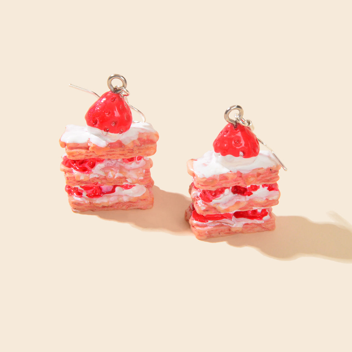 Sweet Pink Strawberry Cake Dangles Drop Earrings Girl Statement Resin Jewelllery Feelontop Jewellery