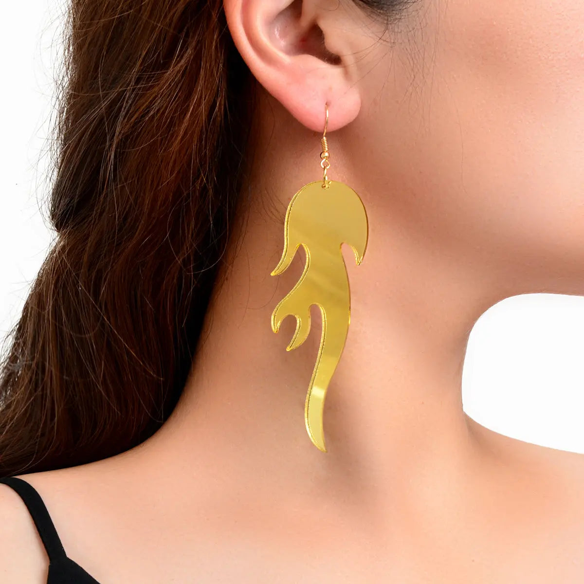 Hip Hop Punk Style Korean Red Acrylic Fire Big Statement Dangle Trendy Earrings Feelontop Jewellery