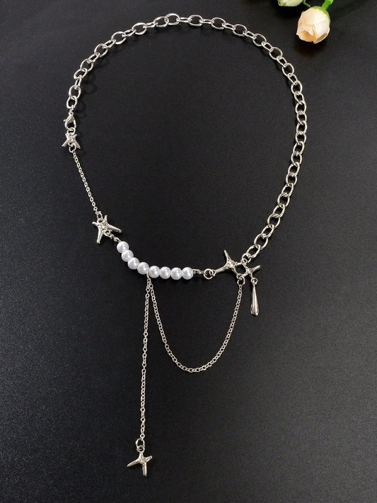 Exquisite Pearl Chunky Chain Necklace Handcrafted Jewelry Feelontop Jewellery
