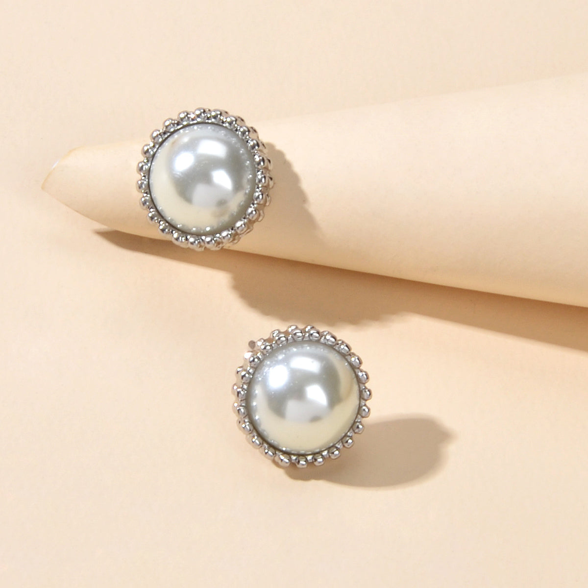 Women Dainty Gifts Gold Silver Plated Pearl Round Stud Wedding Bridal Earrings Feelontop Jewellery