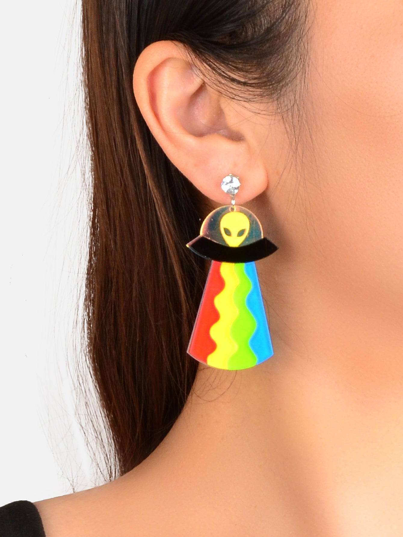 Statement Jewelry Candy Color Resin Saucerman Big Geometric Dangle Punk Earrings Feelontop Jewellery