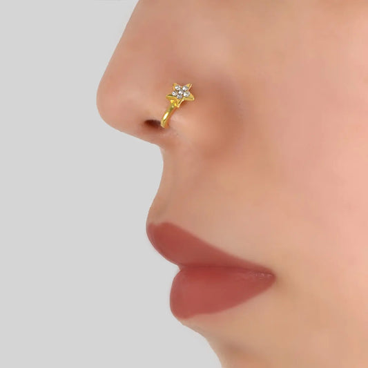 AU Local Star Nose Ring Fake Clip On Sparkly Hanger Rhinestone C Ring Jewellery Feelontop Jewellery