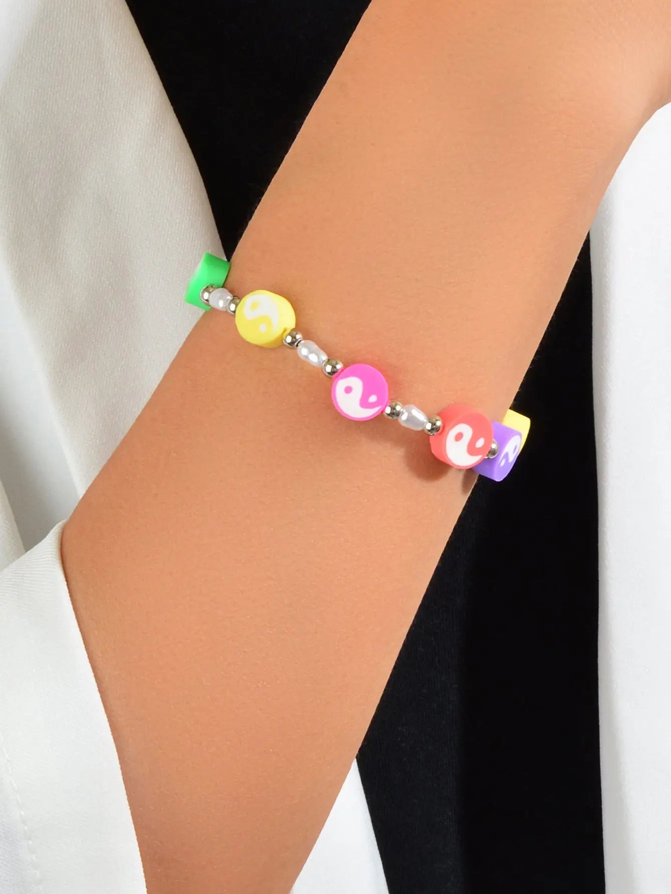 Unique Tai Chi Jewelry Handmade Candy Color Yin Yang Round Beads Taiji Bracelet Feelontop Jewellery