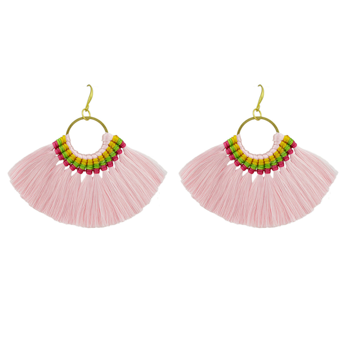 Ethnic Traditional Jewellery Colorful Tassel Fan Shape Dangle Bohemian Earrings Feelontop Jewellery