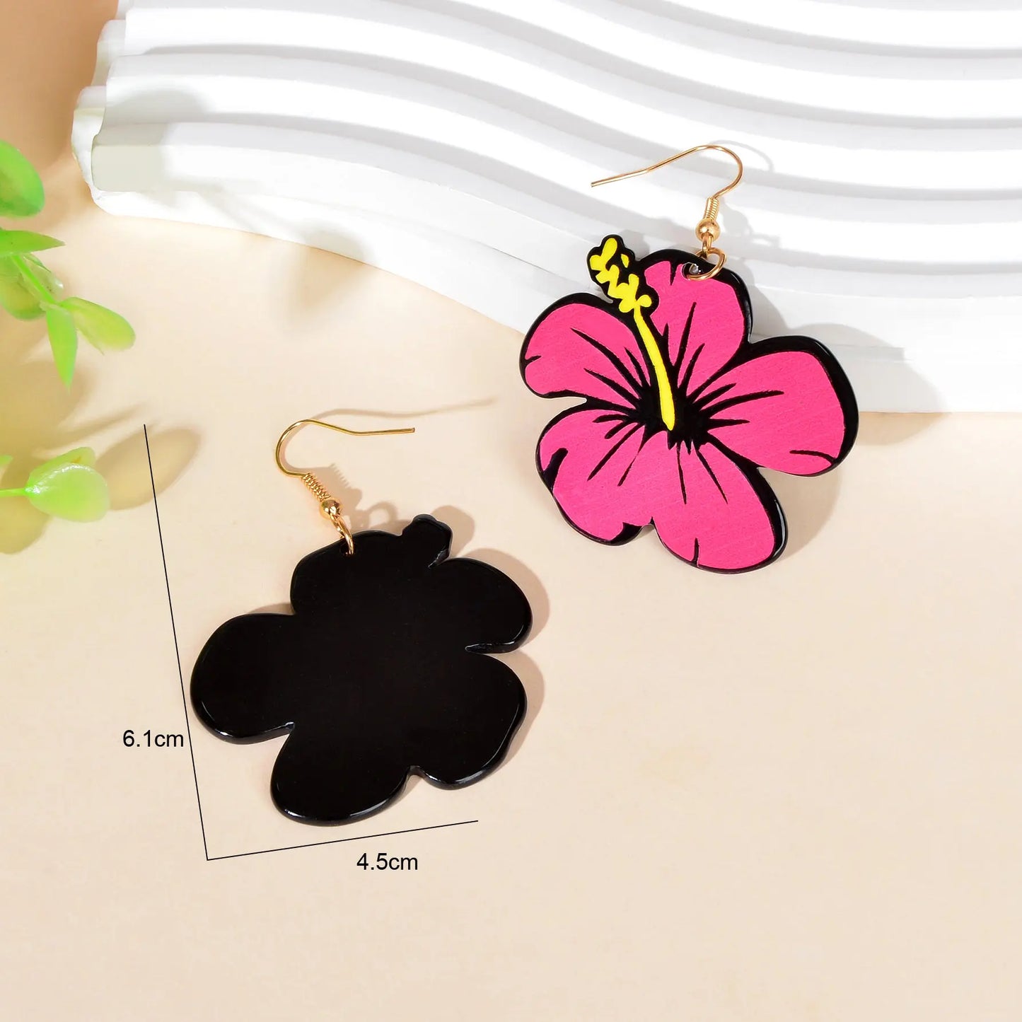 Hotpink Acrylic Dangle Flower Earrings Flora Bloom Vacation Jewellery Gift Feelontop Jewellery