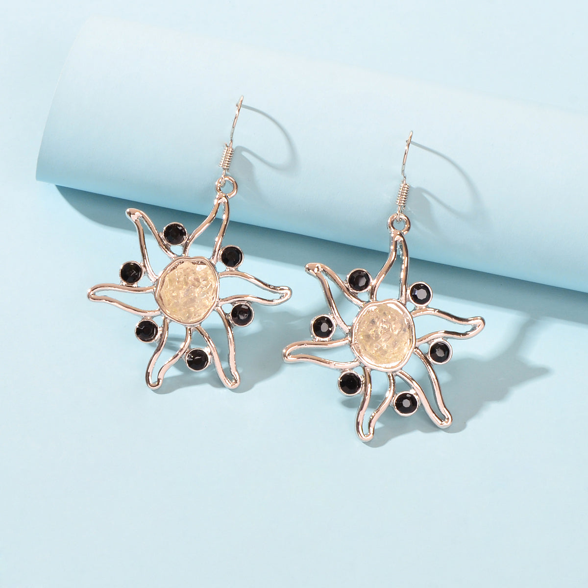 Sea Jewelry Ocean Silver Hollow Starfish Dangle Hook Exaggerated Beach Earrings Feelontop Jewellery