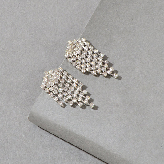 Sparkly Full Rhinestone Chandelier Tassel Linear Drop Earrings Bridal Jewellery Feelontop Jewellery