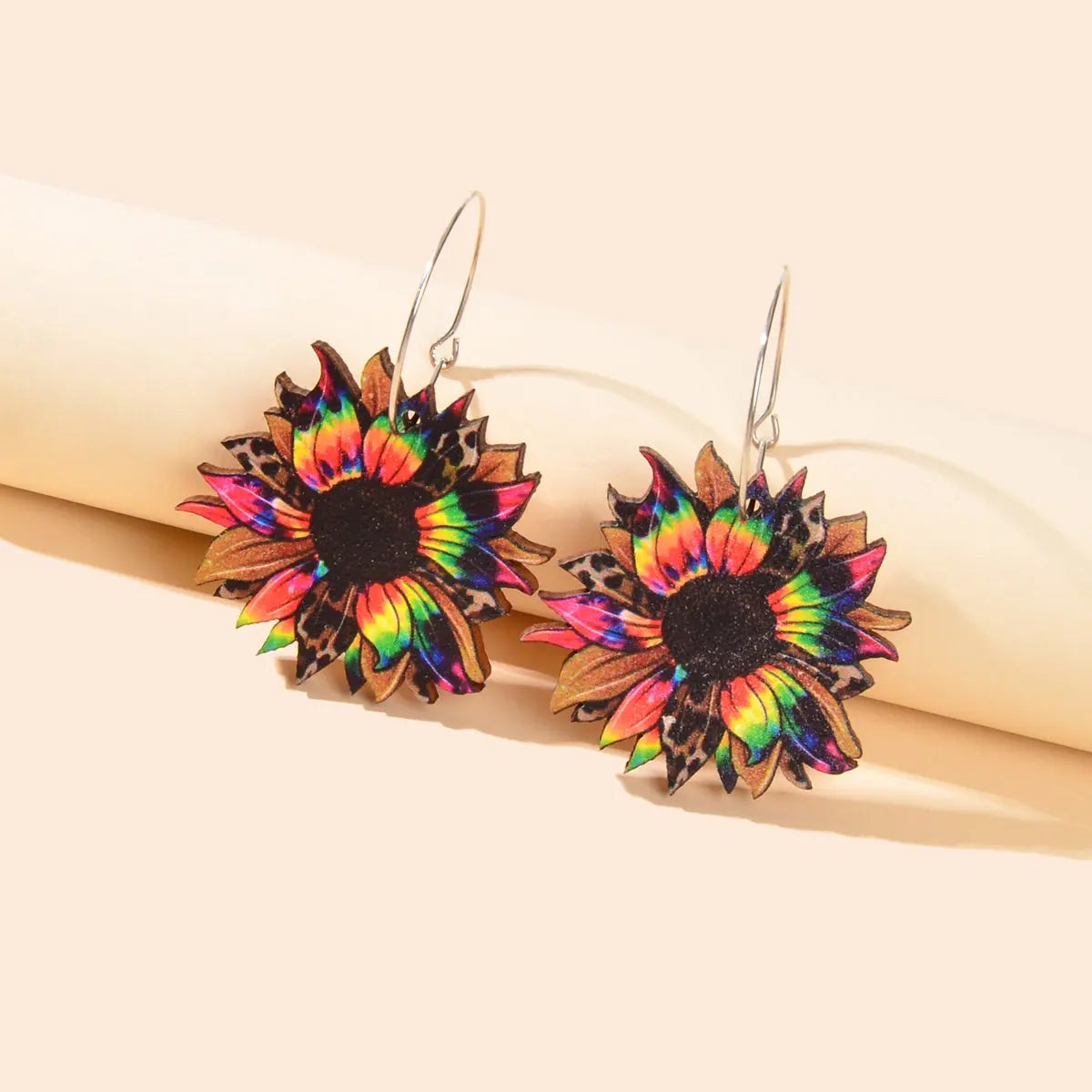 Colourful Sunflower Earrings Bohemian Summer Trendy Wooden Daisy Flower Jewelry Feelontop Jewellery