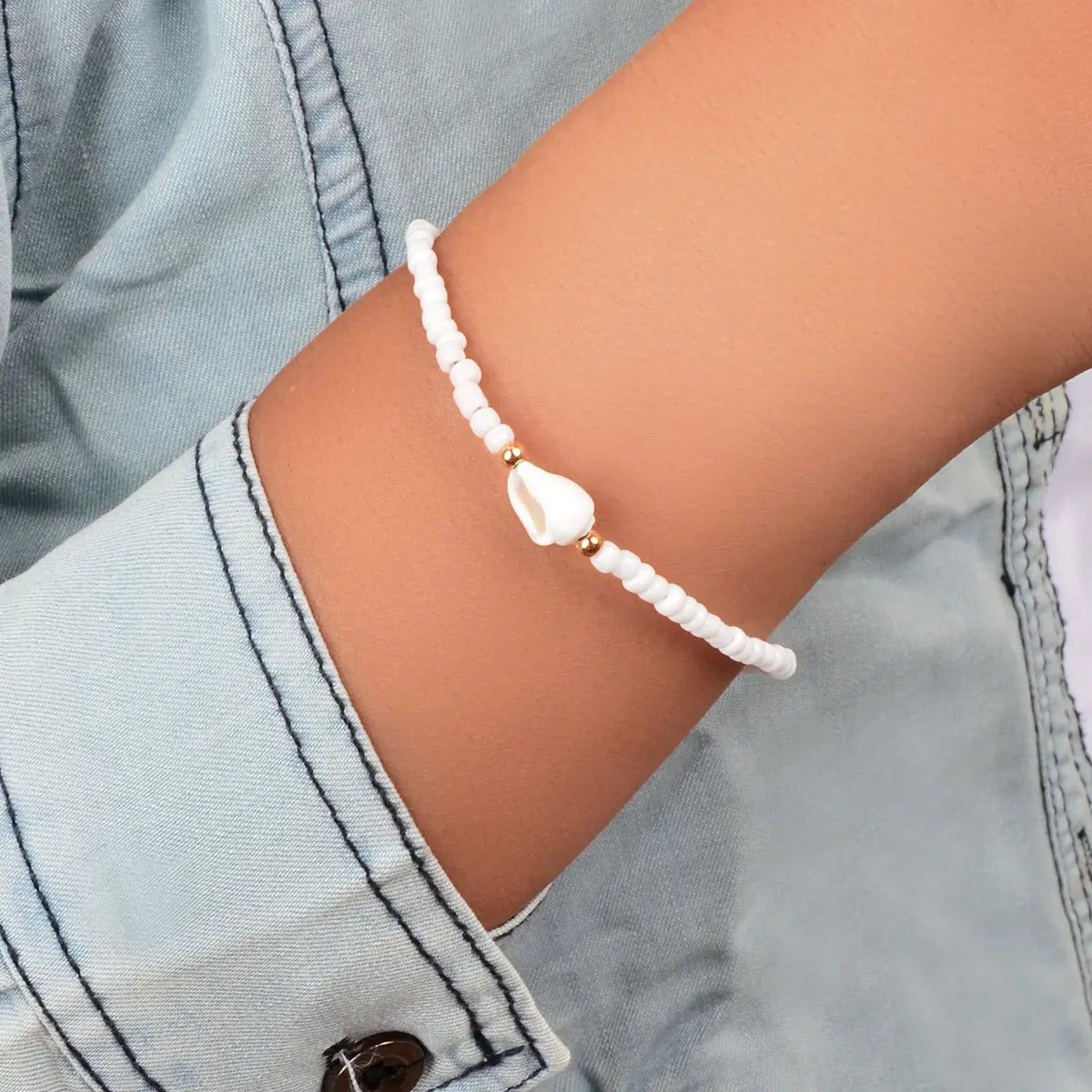 Ethnic Handmade Boho White Seed Beads Shell African Bracelets Hand Accessories Feelontop Jewellery