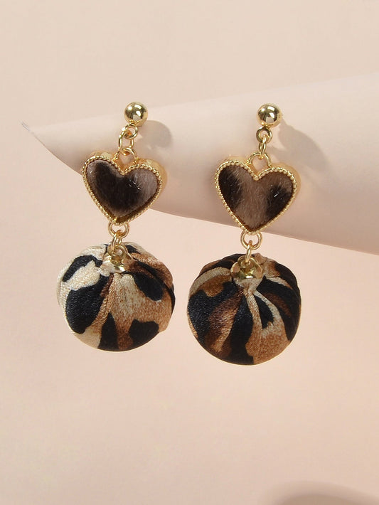 Women Leopard Heart Ball Charm Dangle Earrings Ladies Party Decoration Jewellery Feelontop Jewellery