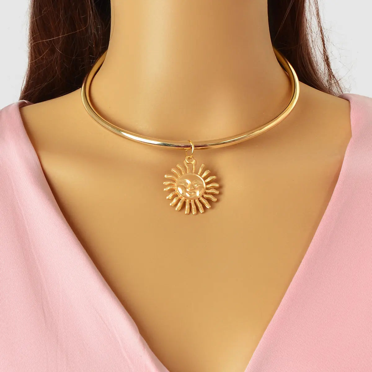 Cool Rock Style Gold Choker Collar Smile Sun Collar Necklace Party Decoration Feelontop Jewellery