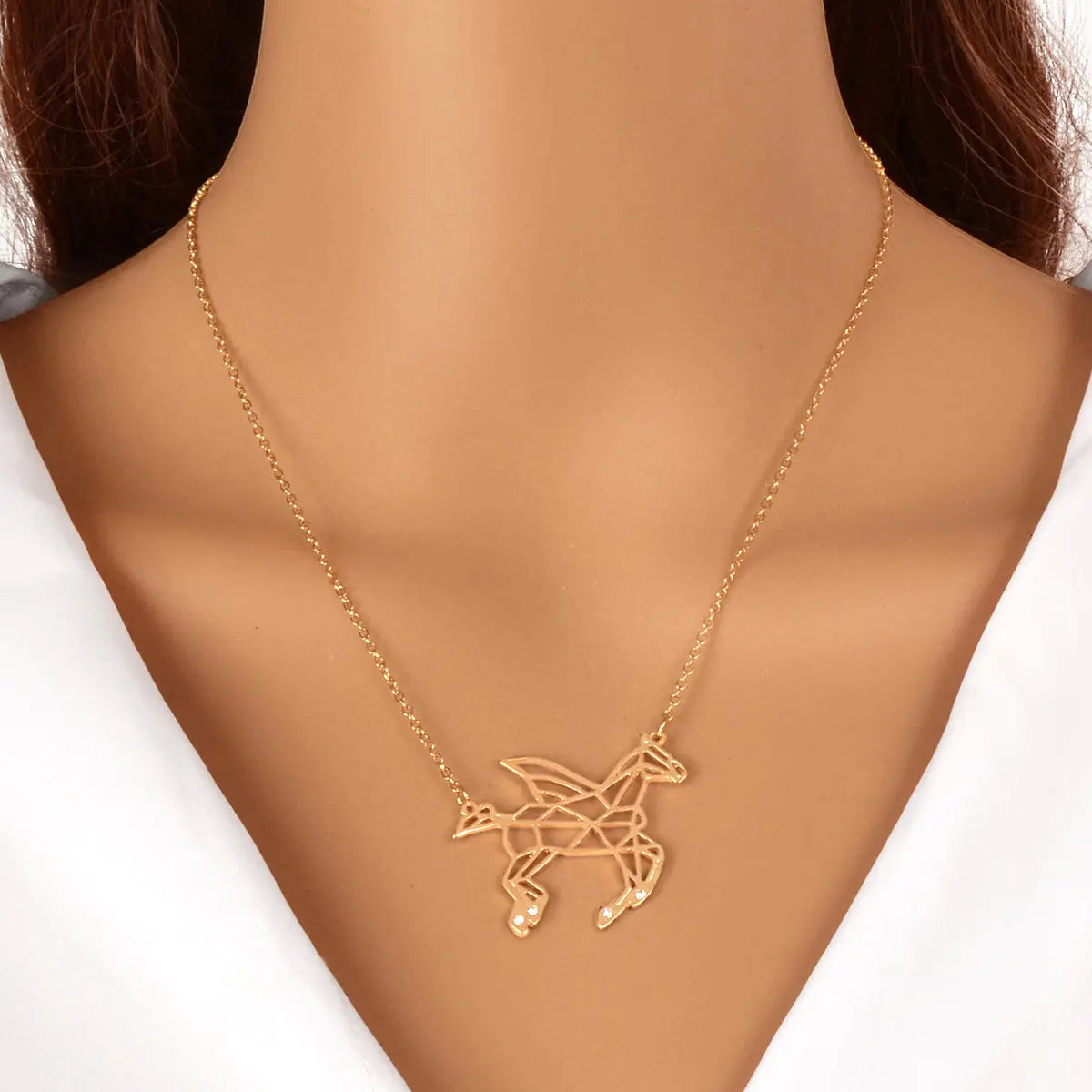 Designer Jewellery Minimalist Creative Gold Hollow Flying Horse Pendant Necklace Feelontop Jewellery