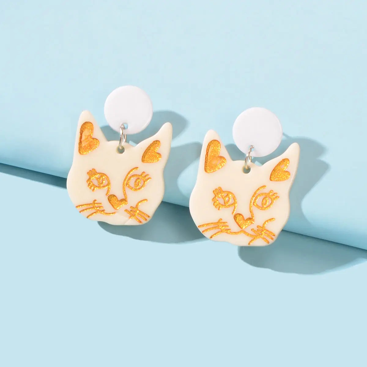 Party Jewellery Gift Black Beige Acrylic Dangle Cute Animal Cartoon Cat Earrings Feelontop Jewellery