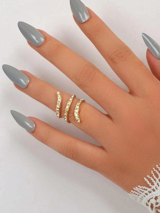 Textured Bridal Jewelry Full Rhinestone Twisted Engagement Finger Ring Gift Feelontop Jewellery