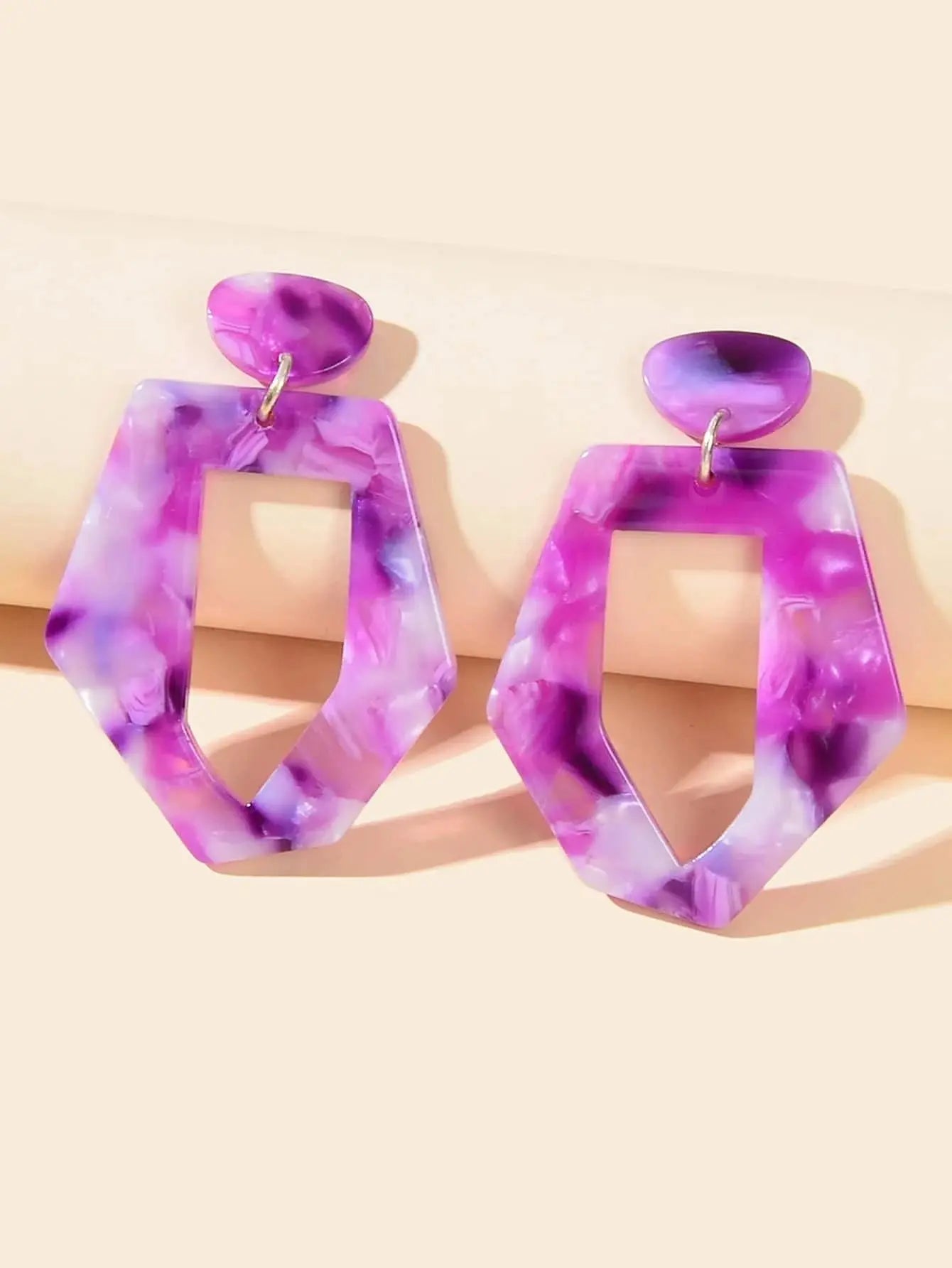 Mixed Color Geometric Acrylic Dangling Elements Earrings Women Party Decoration Feelontop Jewellery