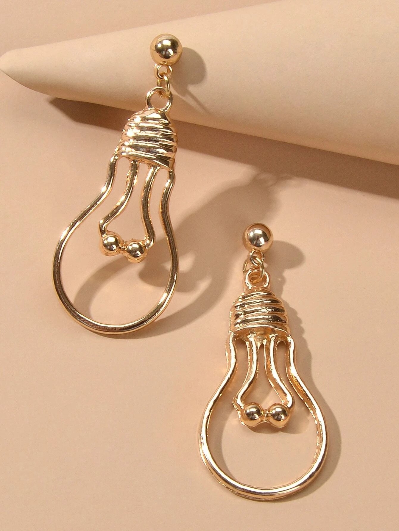 Punk Jewelry Gold Silver Metal Light Bulb Drop Statement Stunning Stud Earrings Feelontop Jewellery