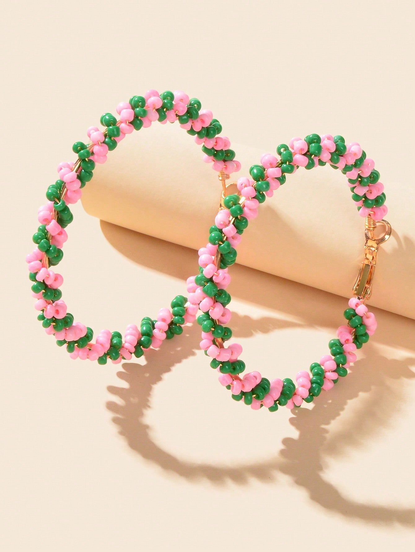 Boho Sweet Colourful Seed Beads Handmade Circle Hoop Earrings for Women Holiday Feelontop Jewellery