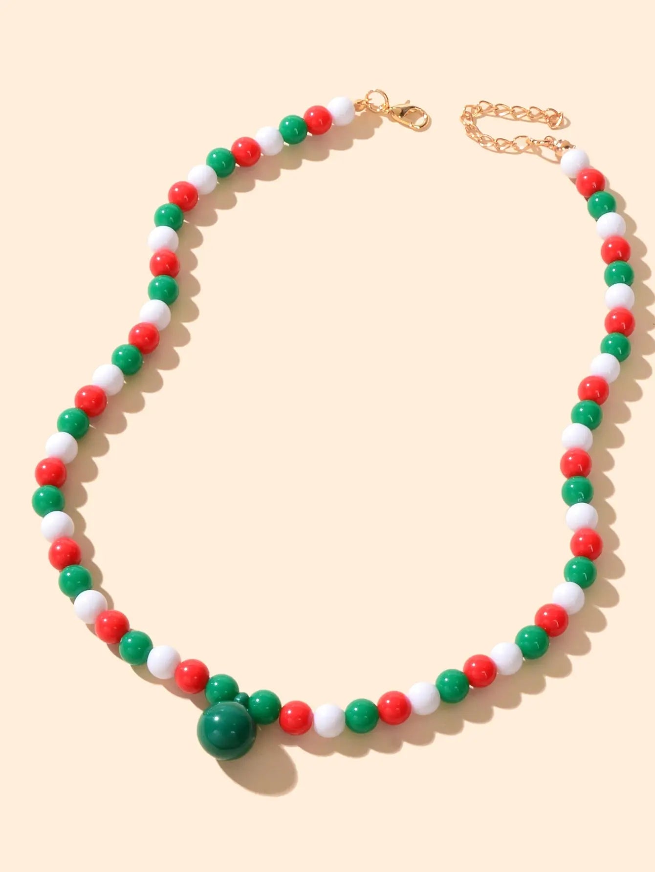Xmas Series White Green Red Beads String Necklace Chic Festival Gift Jewellery Feelontop Jewellery