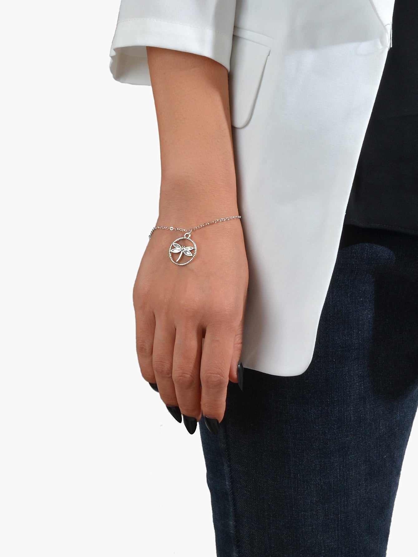 Ladies Jewellery Gold Silver Chain Circle Dragonfly Charm Friendship Bracelet Feelontop Jewellery