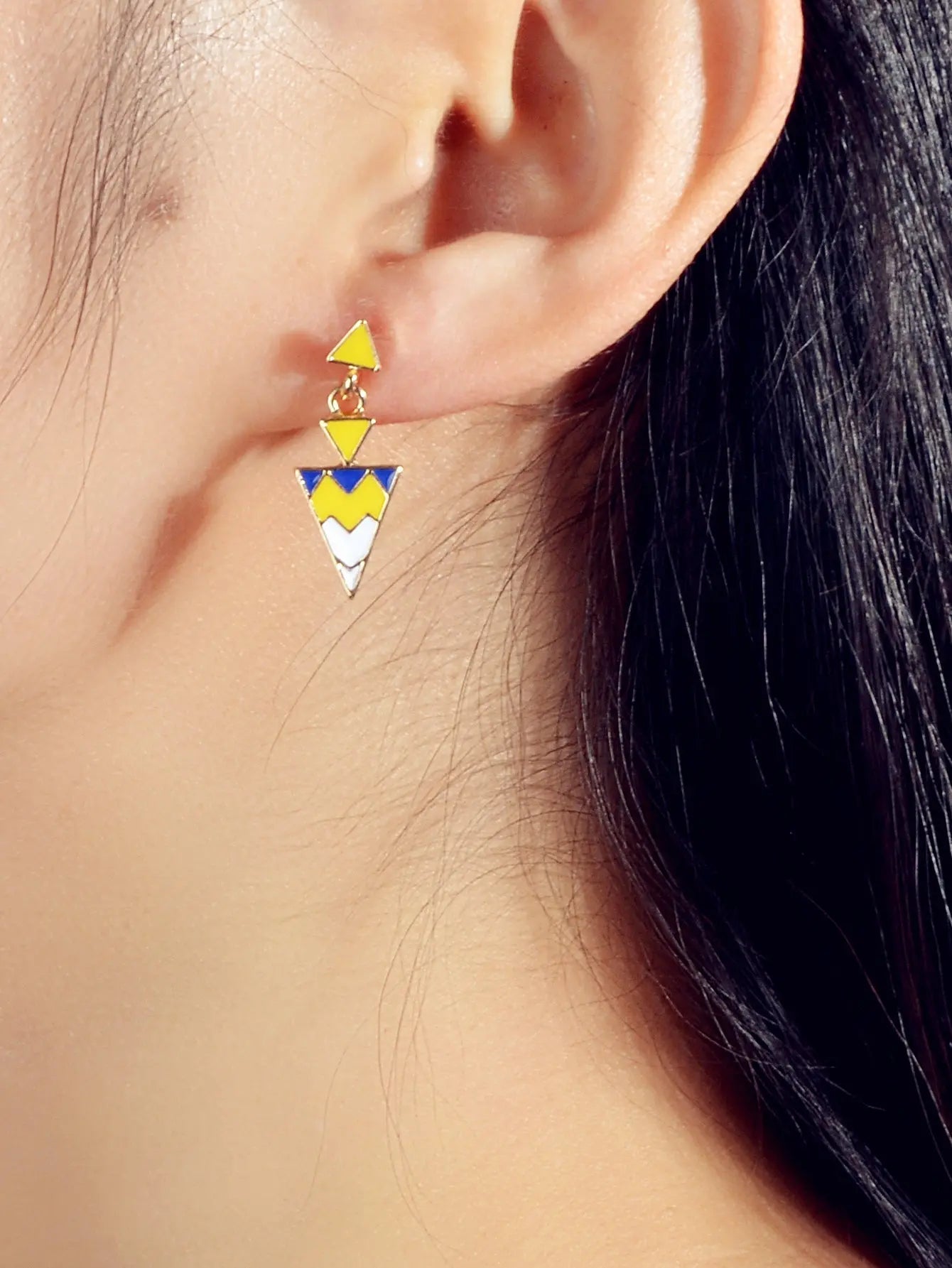 Fashion Jewellery Women Accessories Yellow Geometric Triangle Dangle Earrings Feelontop Jewellery