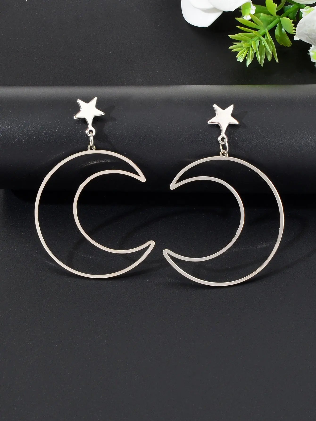 Hollow Out Large Moon Pendant Earrings Celestial Statement Jewelry Holiday Gift Feelontop Jewellery