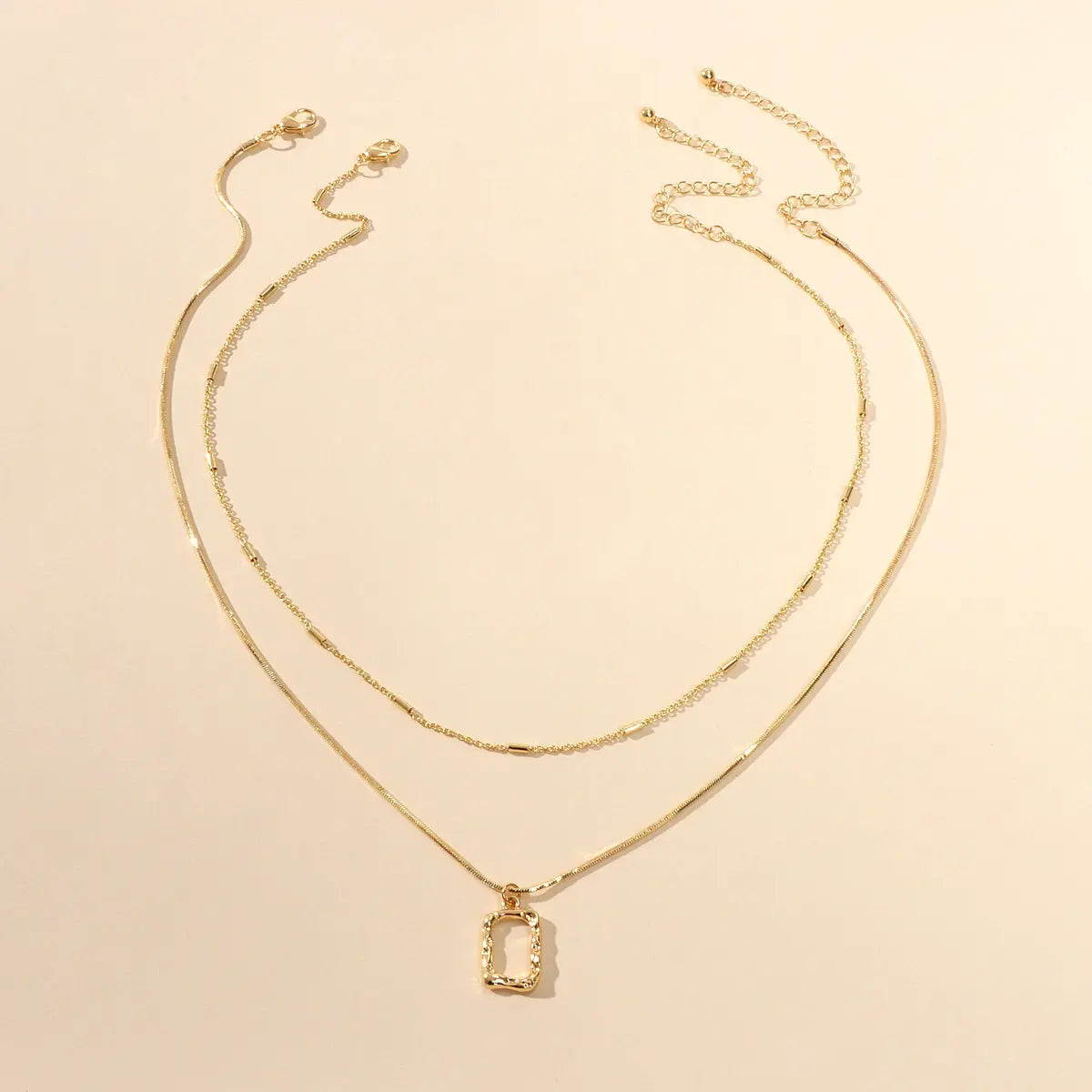 2 pcs Minimalist Gold Silver Chain Square Pendant Necklace Party Decoration Gift Feelontop Jewellery