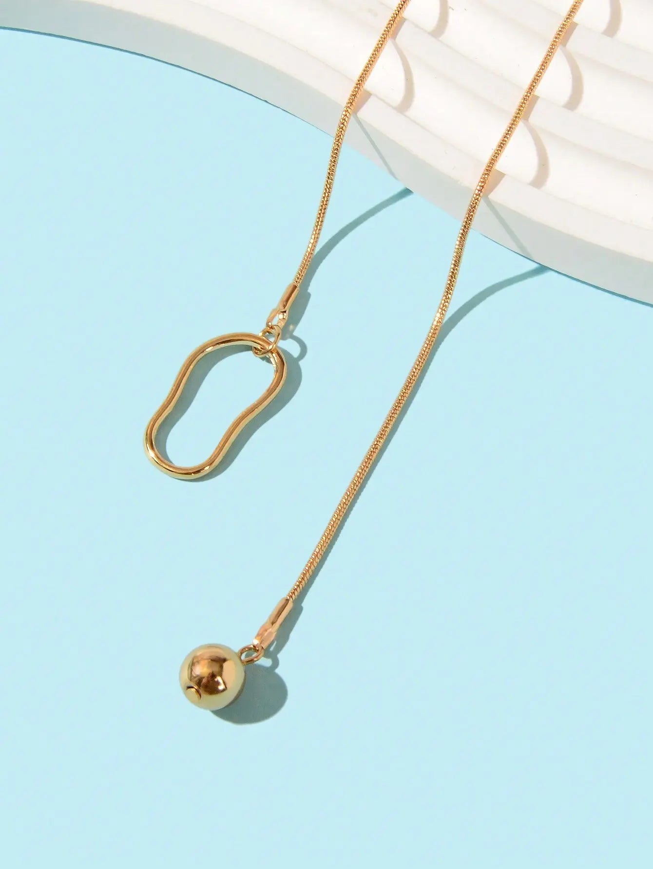 Gold Colour Geometric Y shape Pendant Necklace Women Party Minimalist Jewellery Feelontop Jewellery