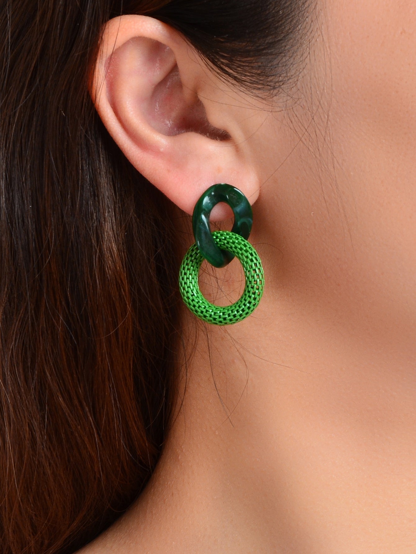 Green Red Resin Paper Clip Cuban Chain Link Dangling Party Earrings Ear Jewelry Feelontop Jewellery