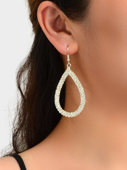 Shinning Full Rhinestone Water Drop Earrings Luxury Wedding Birdal Prom Jewelry Feelontop Jewellery