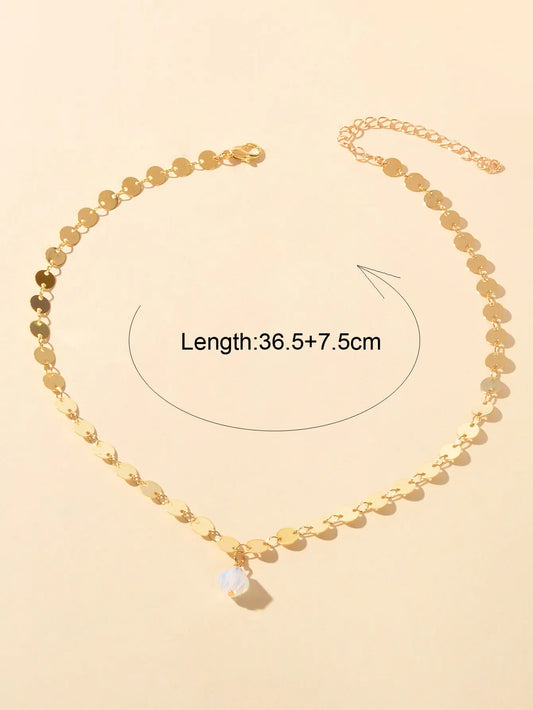 Personality Jewelry Disc Chain Beads Charm Necklace Wholesale Price Accessories Feelontop Jewellery