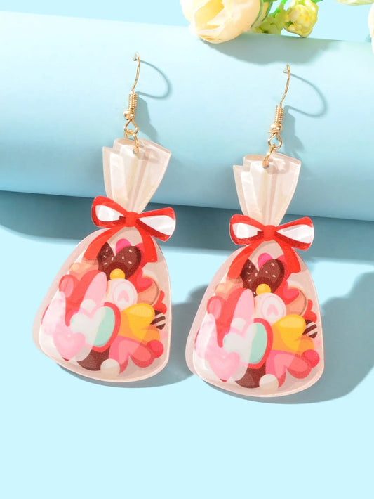 Colourful Candy Lollies Bag Pendant Acrylic Dangle Earrings Y2k Girl Dainty Gift Feelontop Jewellery