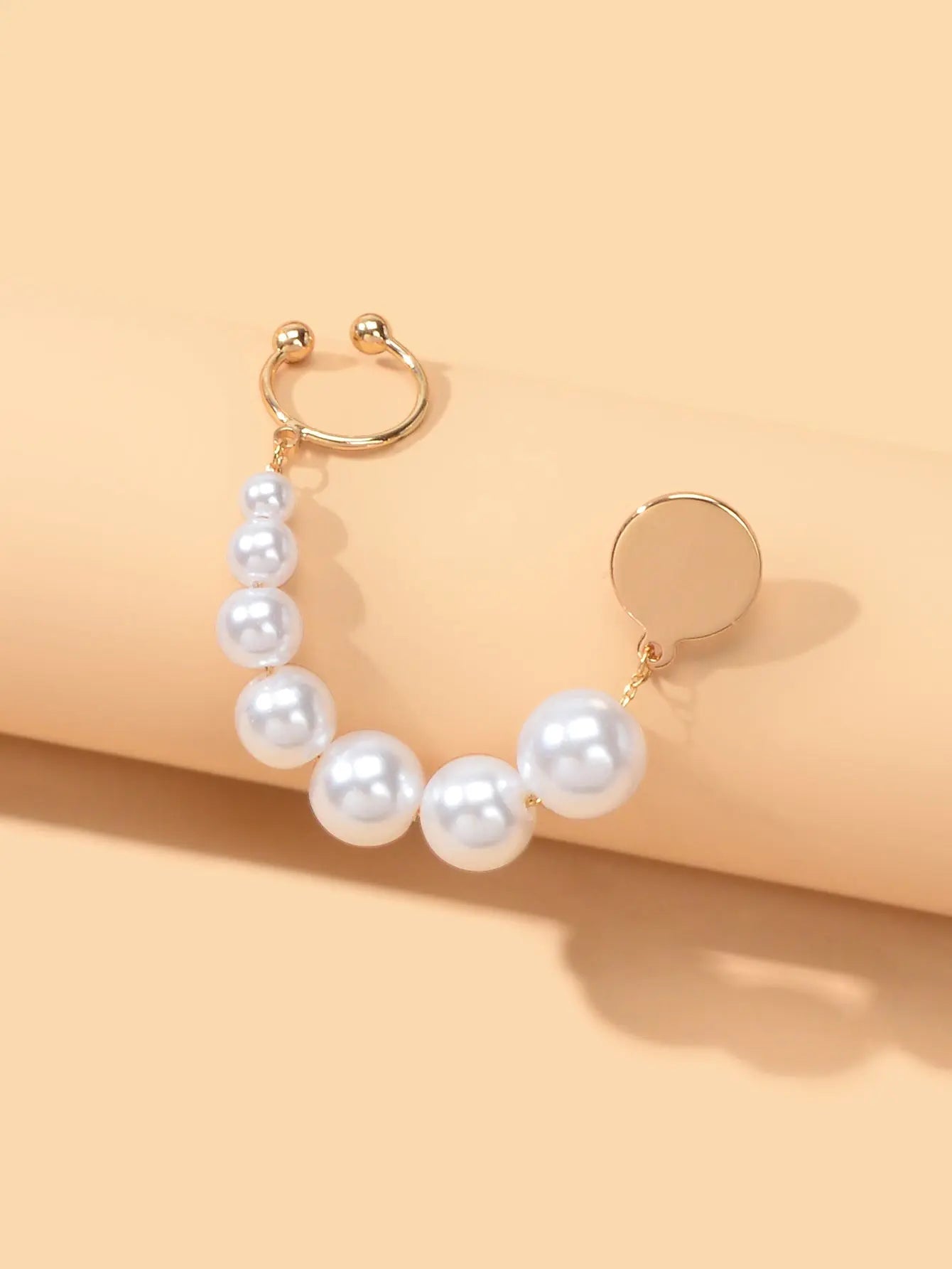 1 pc Cartilage Jewellery Gold Pearl Chain Wrap Ear Cuff Pierced Crawler Earrings Feelontop Jewellery