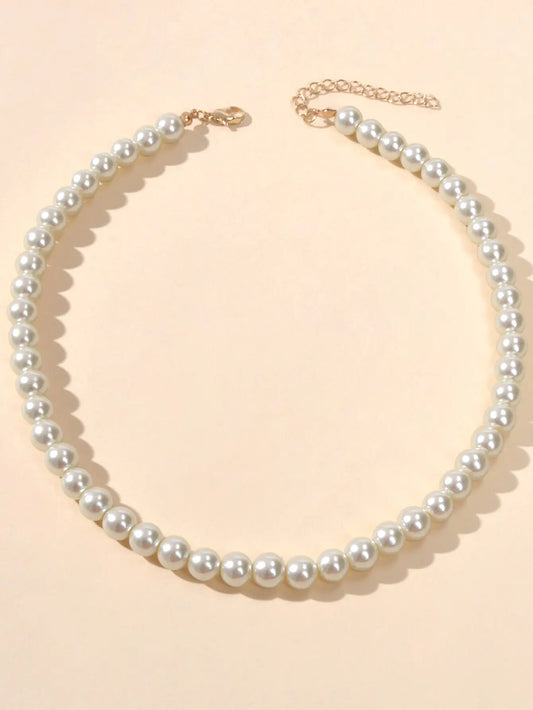 Retro Black White Beads Collar Short Choker Necklace Women Teen Party Decoration Feelontop Jewellery