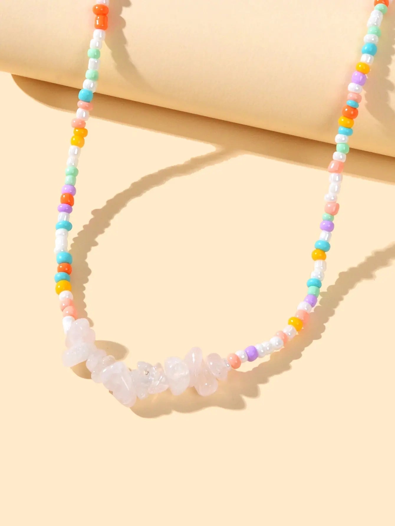 Boho Jewellery Handmade Beads Chain Irregular Transparent Resin Collar Necklace Feelontop Jewellery