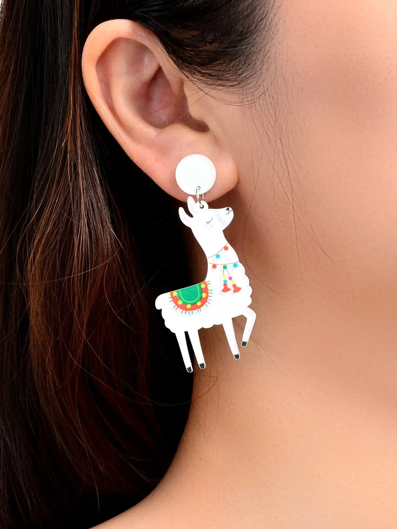 White Acrylic Lovely Sheep Dangle Lamb Earrings Cartoon Design Geometric Jewelry Feelontop Jewellery