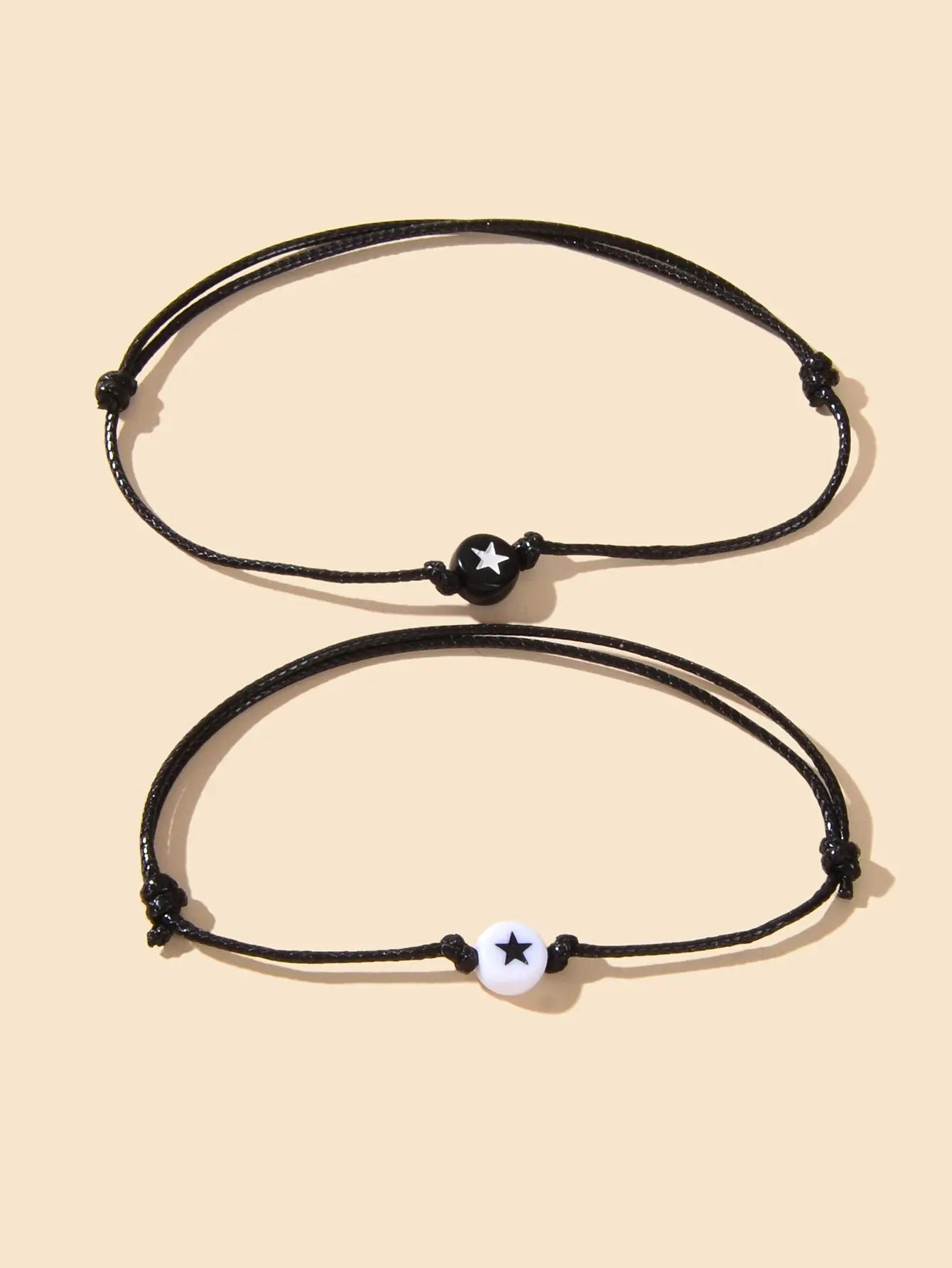 2 pcs Black Rope Adjustable Star String Couple Matching Bracelets Friend Gifts Feelontop Jewellery